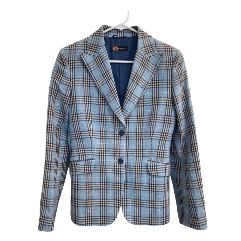 Giorgio’s of Palm Beach Blazer/Jacket, Blue Plaid, Italian women 42R - Picture 2 of 14